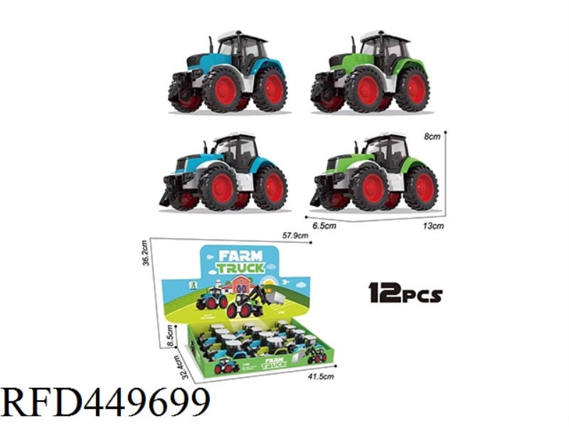ALLOY FARMER'S CAR, 4 MIXED PACKAGES, (12 PIECES / DISPLAY BOX)