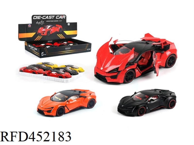 1:24 LYKEN ALLOY CAR PULL BACK WITH SOUND AND LIGHT WITH SOUND AND LIGHT (6PCS)