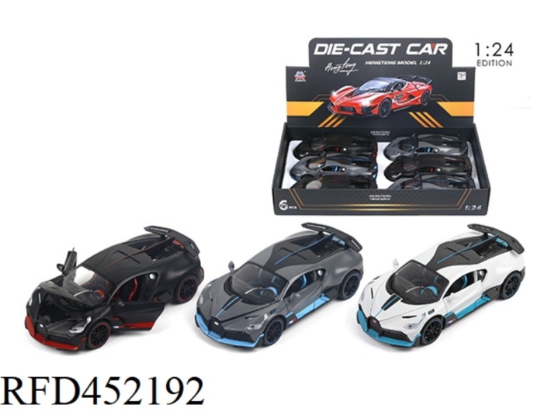 1:24 BUGATTI ALLOY CAR PULL BACK WITH SOUND AND LIGHT (6PCS)