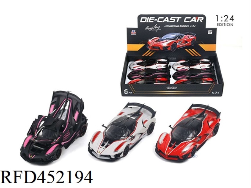 1:24 FERRARI ALLOY CAR PULL BACK WITH SOUND AND LIGHT (6PCS)