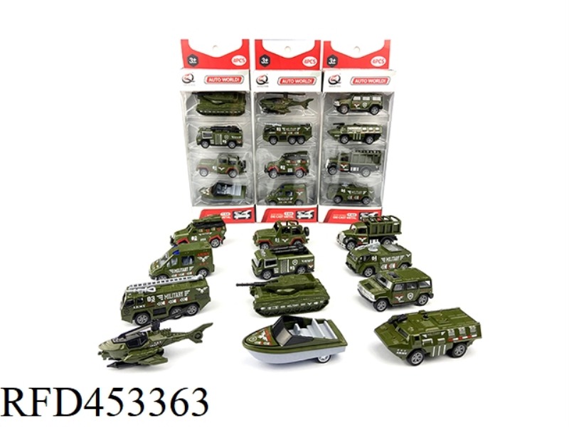 1:64 PULL BACK ALLOY CAR (4 PIECES) MILITARY SERIES 12 MIXED