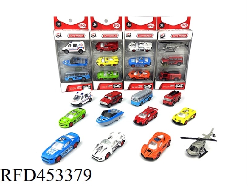1:64 PULL BACK ALLOY CAR (3 PACK) CITY SERIES 12 MIXED PACKS