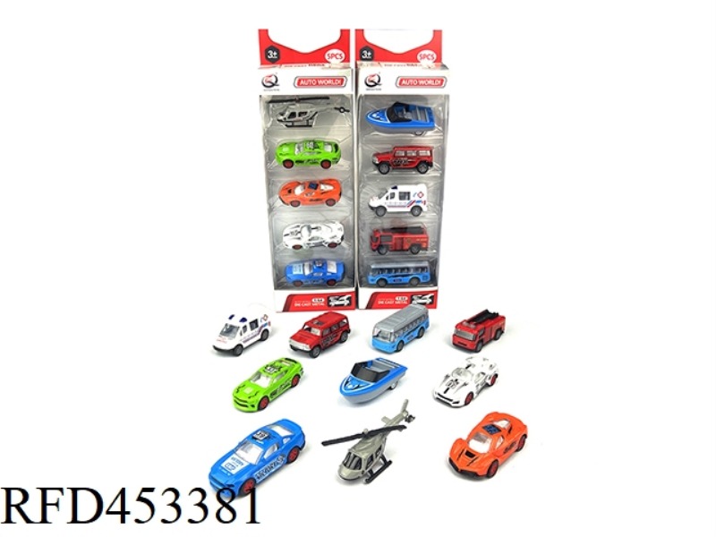 1:64 PULL BACK ALLOY CAR (5 PACK) CITY SERIES 10 MIXED PACKS
