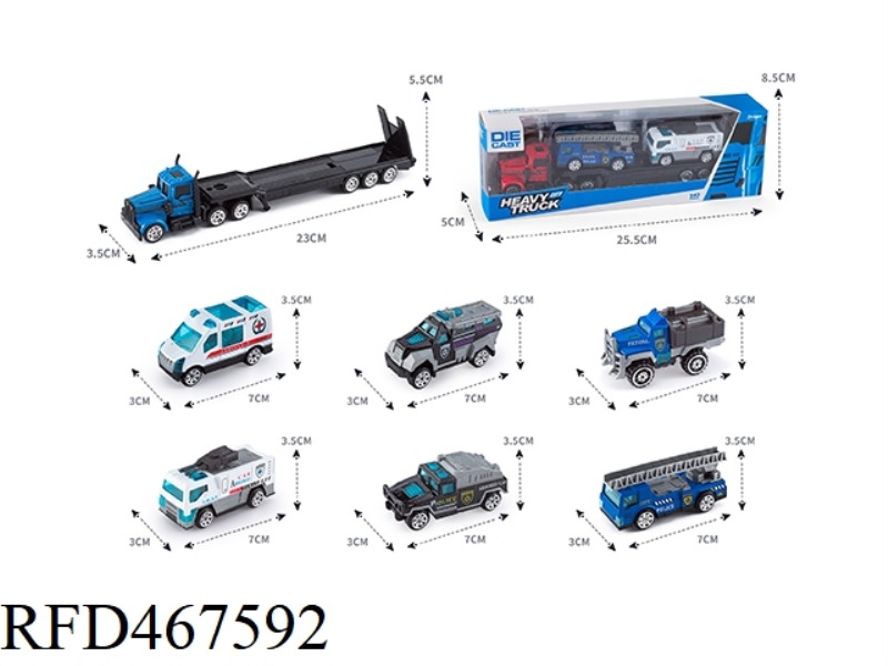 ALLOY TRACTOR TRAILER +2 ALLOY POLICE CARS