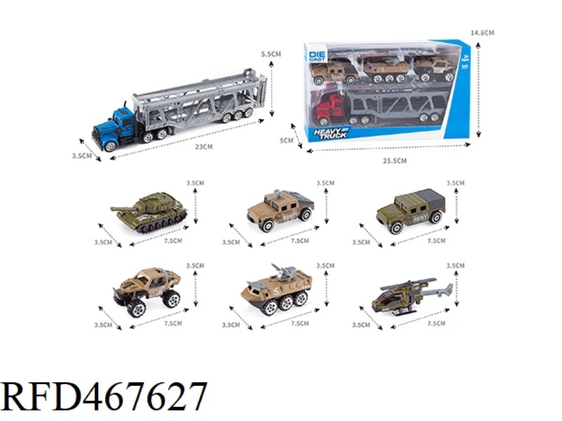 ALLOY TRACTOR RAILCAR +3 ALLOY MILITARY VEHICLES