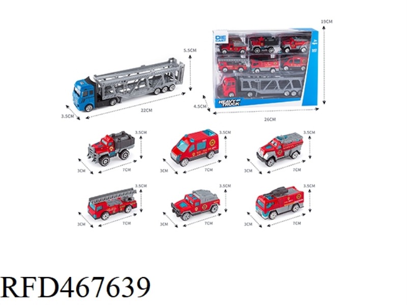 ALLOY TRACTOR RAILCAR +6 ALLOY FIRE ENGINES