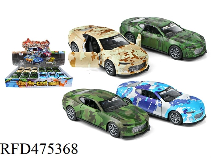 1:32 ALLOY CAR BUMBLEBEE CAMOUFLAGE DOOR PULL BACK (12 PACKS)