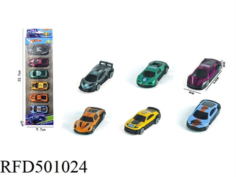 1:64 ALLOY SLIDING SPORTS CAR WITH 6 STRIPS (6 MIXED PACKS)