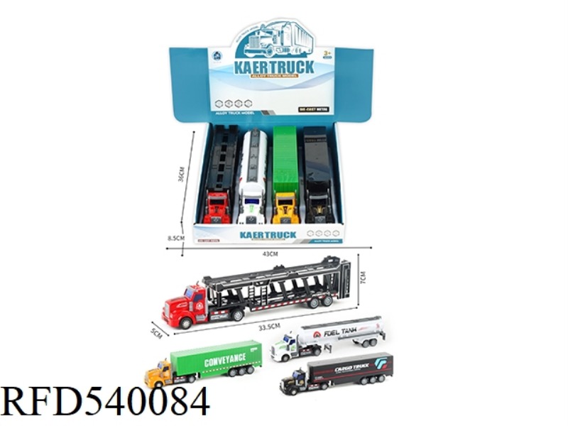 FOUR PCS OF PULL-BACK ALLOY CONTAINER TRUCK