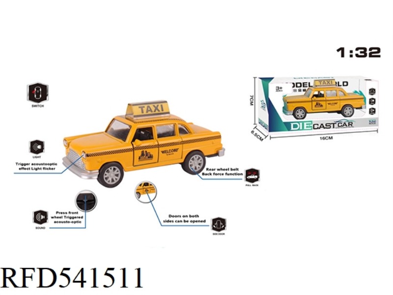 1:32 PULAI SIMULATION ALLOY CAR TWO-DOOR TAXI