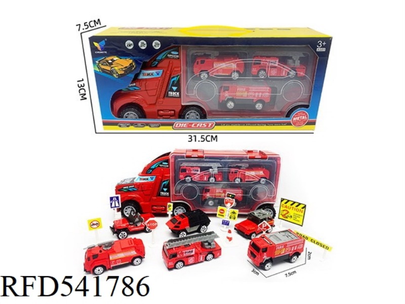 INERTIAL CONTAINER TRACTORS +3 ALLOY FIRE ENGINES (WITH SIGNPOST)