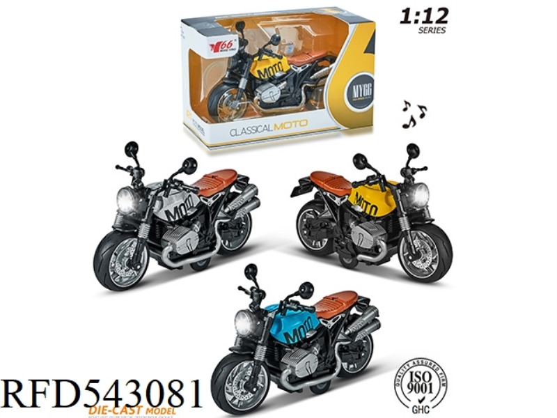 1:12 ALLOY PULAI LATTE MOTORCYCLE WITH LIGHTS AND MUSIC 3 COLOR MIX