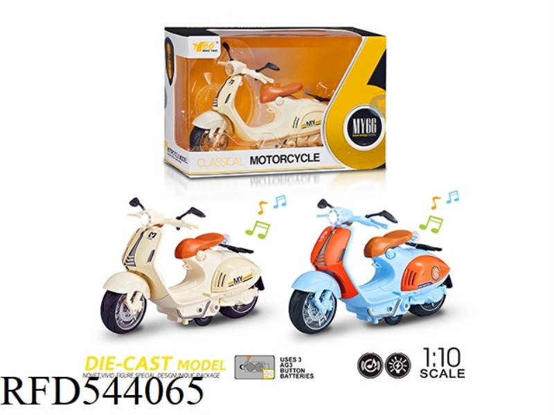 1:10 ALLOY PULL-BACK SHEEP MOTORCYCLE WITH LIGHTS AND MUSIC 2 COLOR MIX