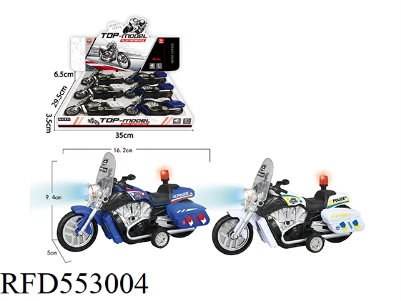 1:12 ALLOY PULL-BACK HARLEY COP MOTORCYCLE WITH LIGHT AND SOUND 6PCS