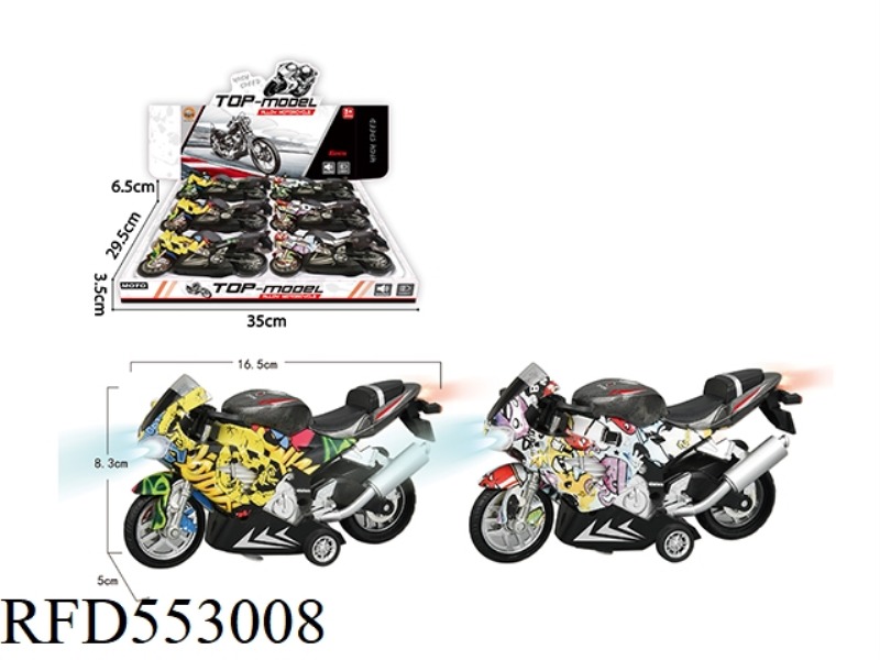 1:12 ALLOY BOOMERANG GRAFFITI RACER WITH LIGHT AND SOUND 6PCS