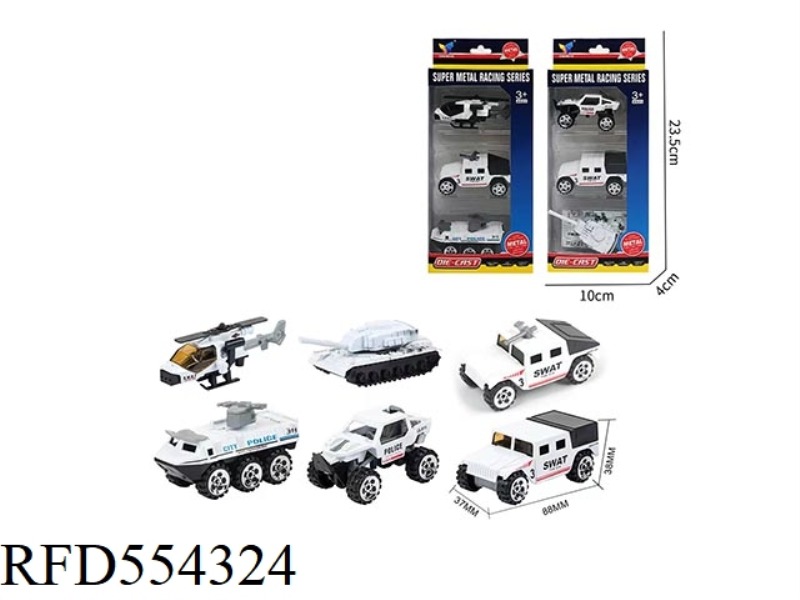 6 SPECIAL POLICE SLIDING ALLOY CAR 1:64 (3 ONLY)
