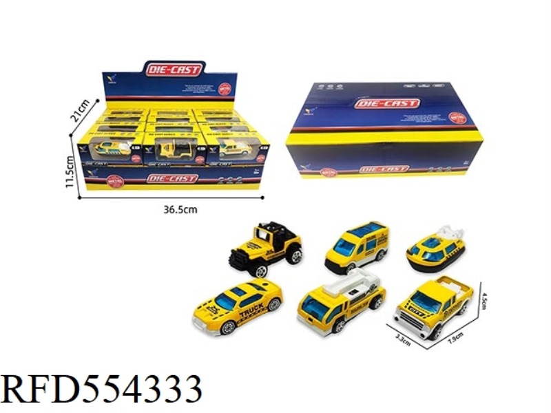 6 TYPES OF SLIDING ALLOY ENGINEERING TRUCK 1:64 (24 PIECES)