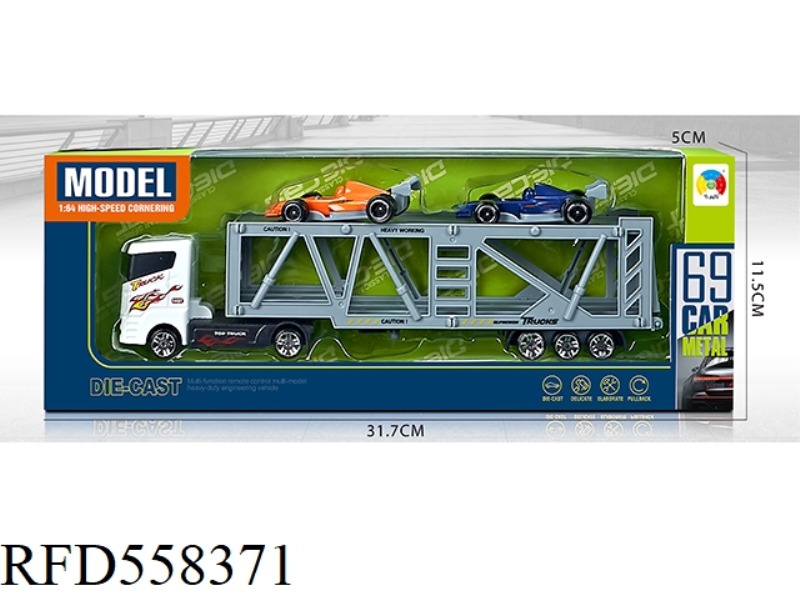 ALLOY SIMULATION SERIES DOUBLE DECK TRANSPORTER WITH 2 ALLOY F1 CARS
