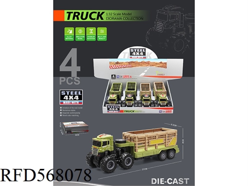 FOUR-WHEEL DRIVE INERTIAL ALLOY ANIMAL CARRIER 4PCS