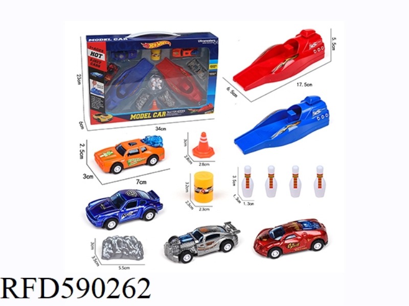 2 CATAPULT +4 SLIDING ALLOY SPORTS CAR +8 ACCESSORIES