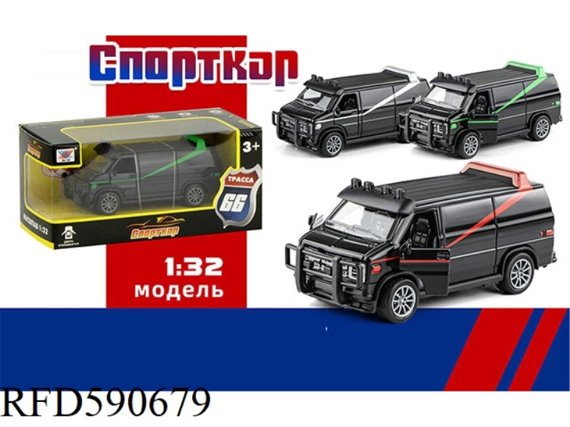 1:32 ALLOY PULL-BACK CAR MODEL WITH THREE DOORS (1 PACK) RUSSIAN