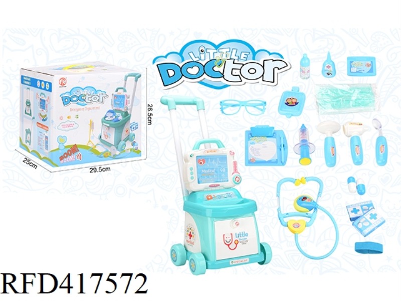 TROLLEY MONITOR DOCTOR TOY WITH LIGHT IC VOICE 18PCS