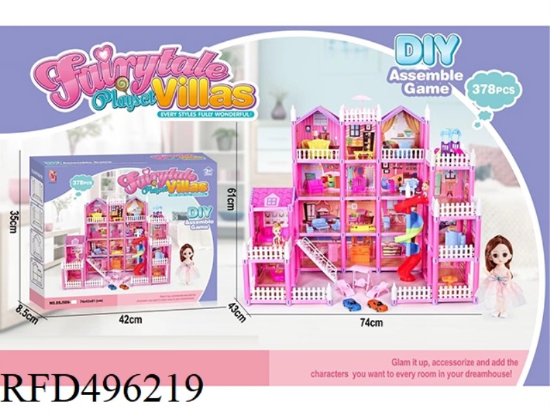 DIY VILLA PARK 20 ROOMS WITH SLIDES AND STAIRS WITH 6 INCH DOLLS