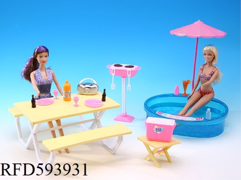 COMBINATION OF BARBECUE AND SWIMMING FURNITURE