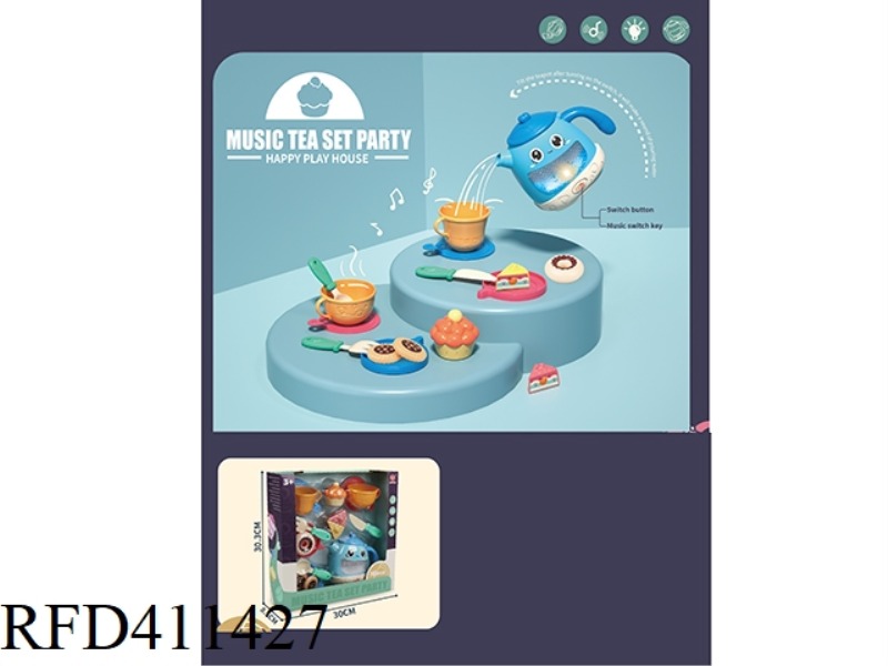 LIGHT AND MUSIC AFTERNOON TEA PARTY 16-PIECE SET (BLUE TEAPOT)