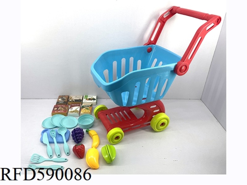 BIG SHOPPING CART 51CM HIGH, 21 KINDS OF ACCESSORIES, HANDLE CAN SWING UP AND DOWN