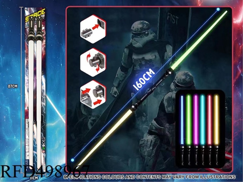 2 IN 1 TELESCOPIC GRAVITY SENSING SOUND AND LIGHT 7 COLOR LASER SABER