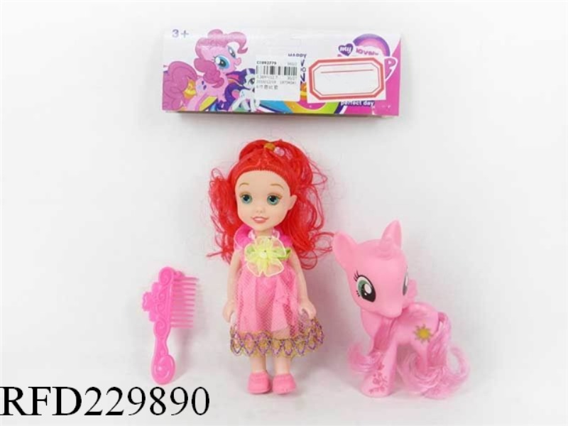 6.5 INCH SOLID BODY DOLL WITH VINYL HORSE