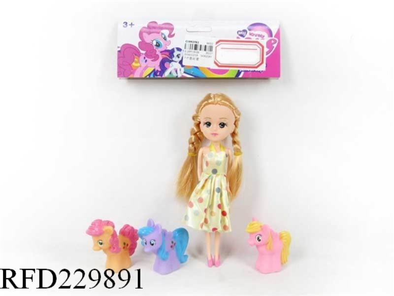 7 INCH SOLID BODY DOLL WITH VINYL HORSE
