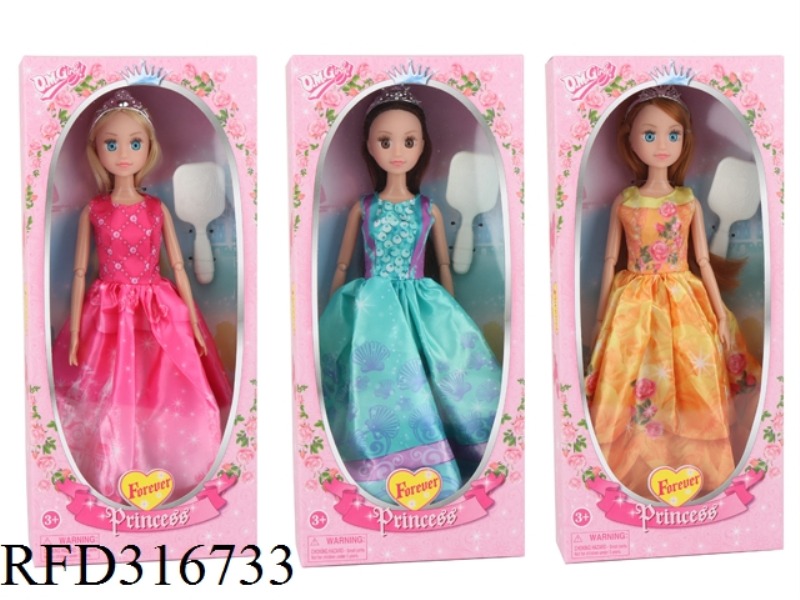 11.5-INCH DOLLS WITH REAL EYES 3 DISNEY PRINCESS PRINT DRESSES - JOINTED BODY