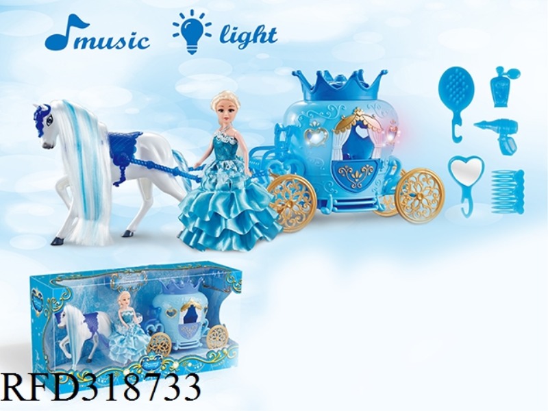 STATIC COLOR HAIR HORSE CROWN CAR WITH LIGHT MUSIC (BLUE)