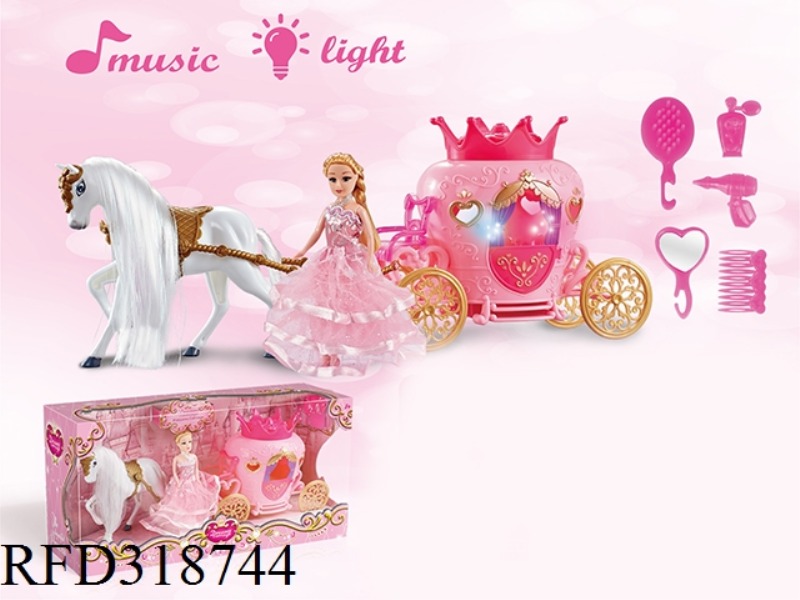 STATIC COLOR HAIR HORSE CROWN CAR WITH LIGHT MUSIC (POWDER)