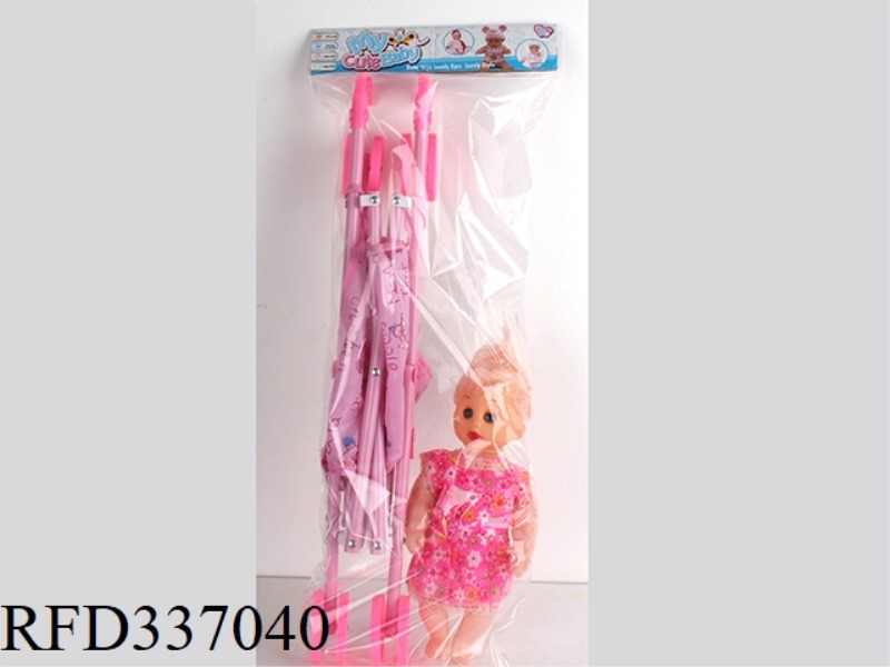 PLASTIC CART WITH 12 INCH DOLL