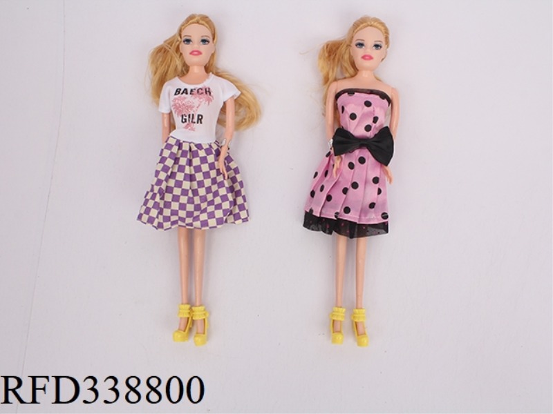 TWO 11.5-INCH SOLID BARBIES