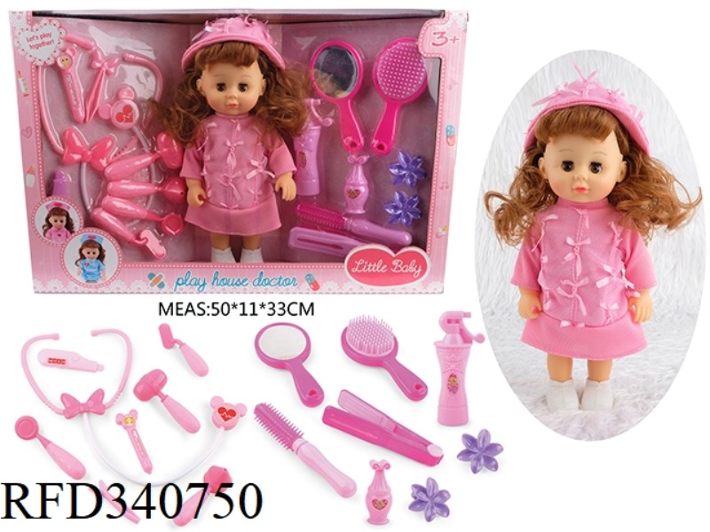 12 INCHES OF BEAUTIFUL GIRL DOLL EVERY FAMILY WITH 8 SETS OF MEDICAL EQUIPMENT, 8 SETS OF DRESSING