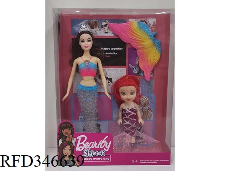 11.5 INCH COLORFUL MERMAID WITH FLASH MUSIC + 6 INCH REAL LITTLE MERMAID