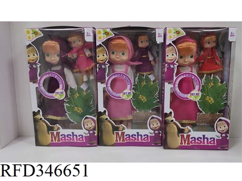 MASHA AND THE BEAR 14-INCH MASHA DOLL + 6-INCH MASHA WINDOW BOX WITH MUSIC (NINE RED, PINK, PURPLE)