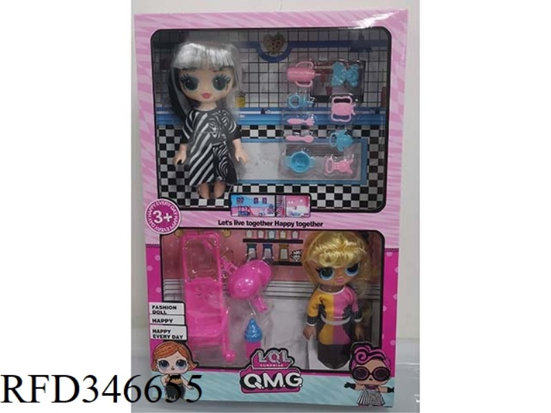 6-INCH SOLID BODY NEW SURPRISE DOLL, 2 PACKS WITH TROLLEY, BLISTER, 2 ACCESSORIES
