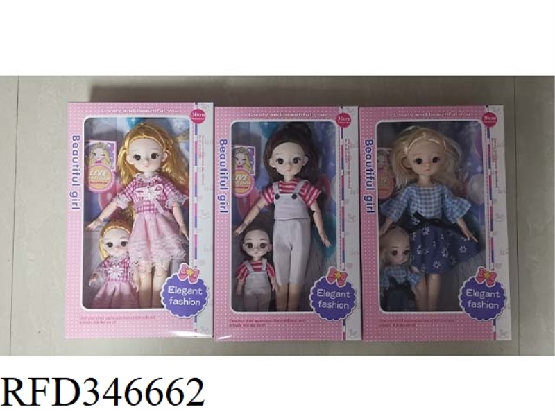 12-INCH INJECTION MOLDED BODY AND 14-JOINT 3D EYE PUPIL FASHION GIRL + 6-INCH 14-JOINT 3D EYE PUPIL
