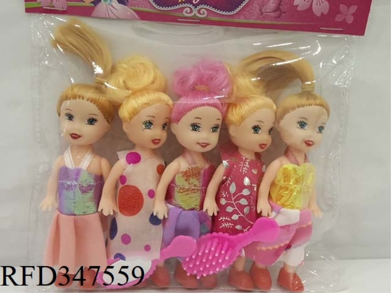 5 3.5-INCH BARBIE DOLLS WITH MIRROR AND COMB