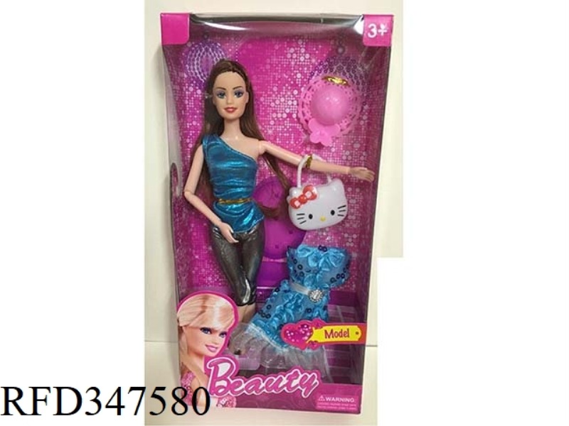 11.5 INCH ARTICULATED BARBIE DOLL
(HAT + KT CAT HANDBAG + CLOTHES)