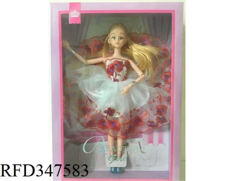 11 INCH ARTICULATED FASHION BARBIE (PINK DRESS, HAND STRAP, CRYSTAL SHOES)