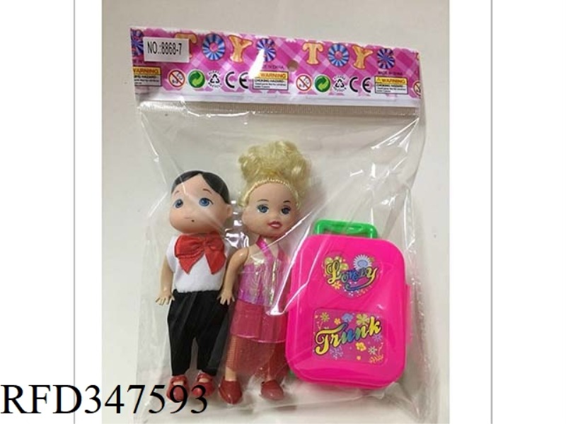 2 3.5-INCH BARBIE DOLLS WITH SUITCASE
