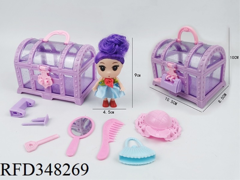 TREASURE BOX PLUS SOLID BODY TWO-AND-A-HALF INCH CONFUSED DOLL MIRROR COMB HAT BAG