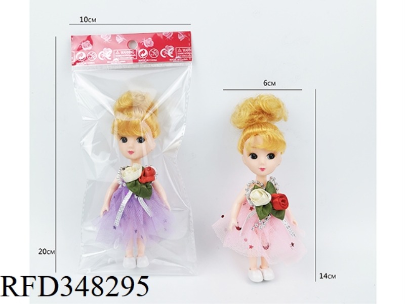 FOUR-INCH SOLID WEDDING DRESS WITH BANGS HAIRSTYLE JENNY DOLL WITH ENLARGED CORSAGE