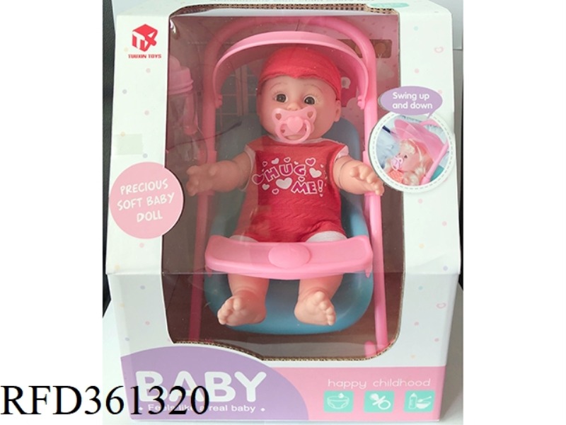 28CM FULLY ENAMELED MALE BABY WITH CART WITH IC